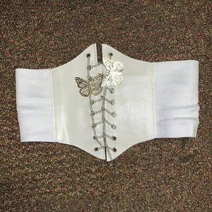 White butterfly corset belt